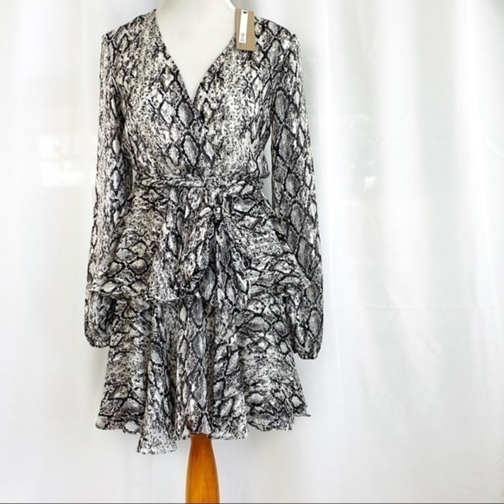DO + BE NWT Long Sleeve Gray Snake Print Dress